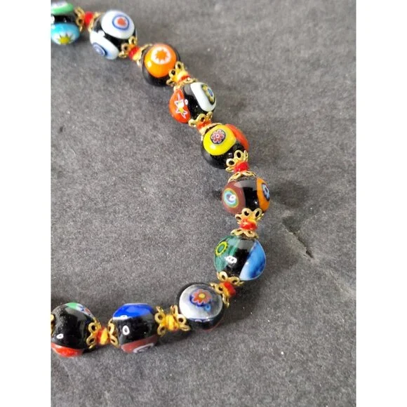 Vintage Original Murano Millefiori Art Glass Bead Necklace & Bracelet - Picture 7 of 16